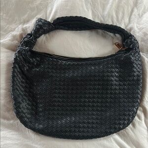 Melie Bianco Black Woven Hobo Bag